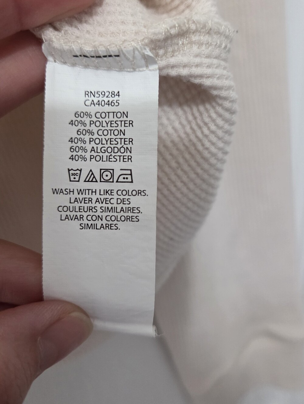 Children's Place Waffle Knit Cotton Blend Henley Long Sleeve Cream Top Size XXL - Picture 6 of 9
